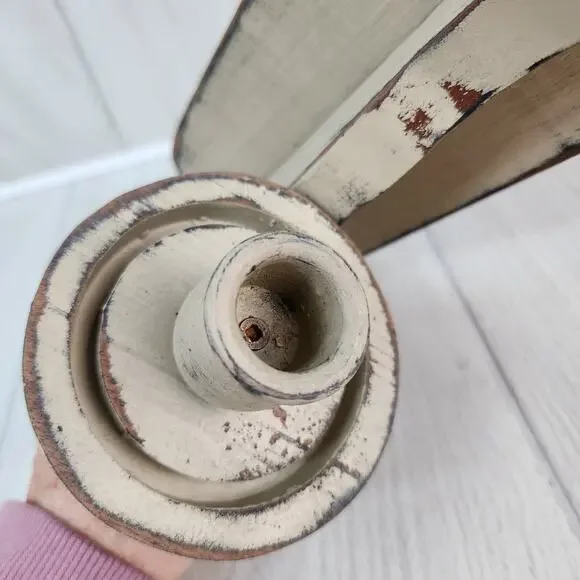 Homemade 15" Privative Wall Sconce Wood Taper Candle Gray Distressed Farmhouse - Picture 5 of 8